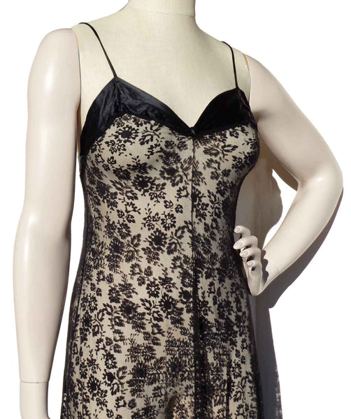 1990s Black Lace Nightgown