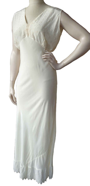 Art Deco White Nightgown - Metro Retro Vintage