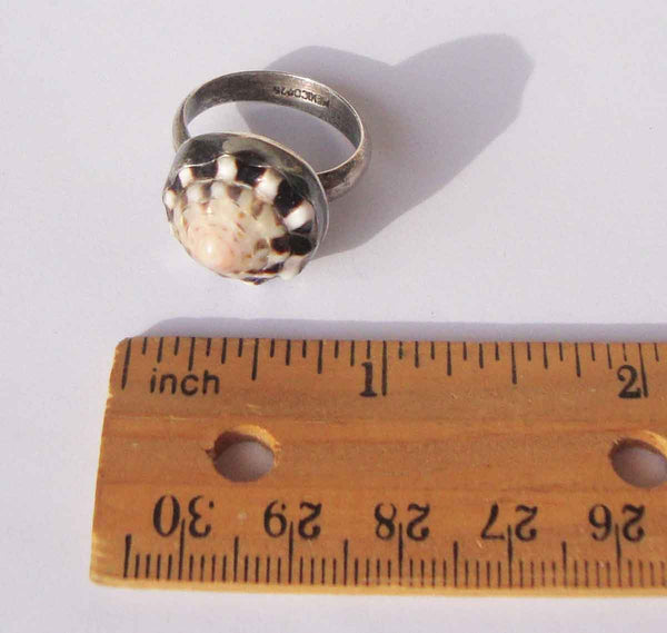 80s Sterling Silver & Shell Ring