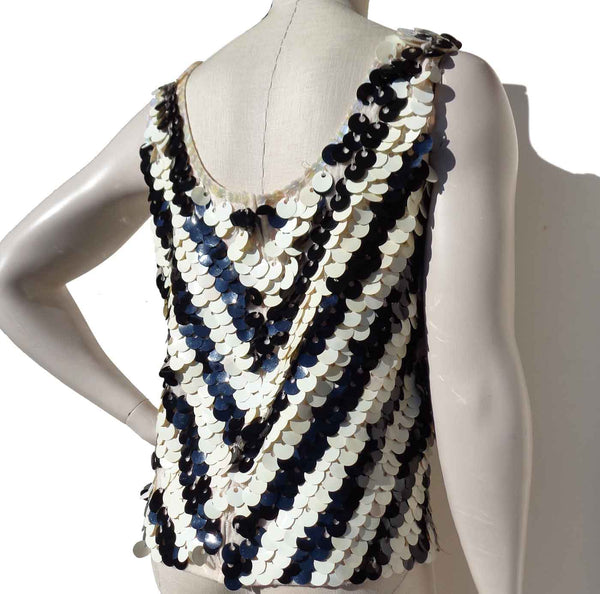 Vintage Black & White Paillette Dance Top