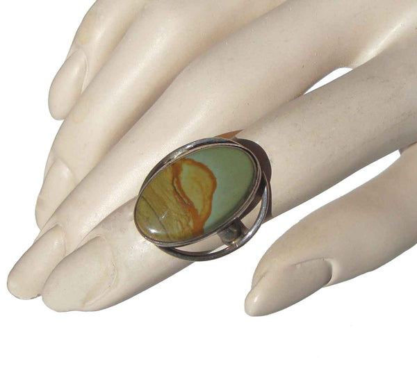 Vintage Southwestern Sterling Silver Owyhee Jasper Ring Sz 4.75