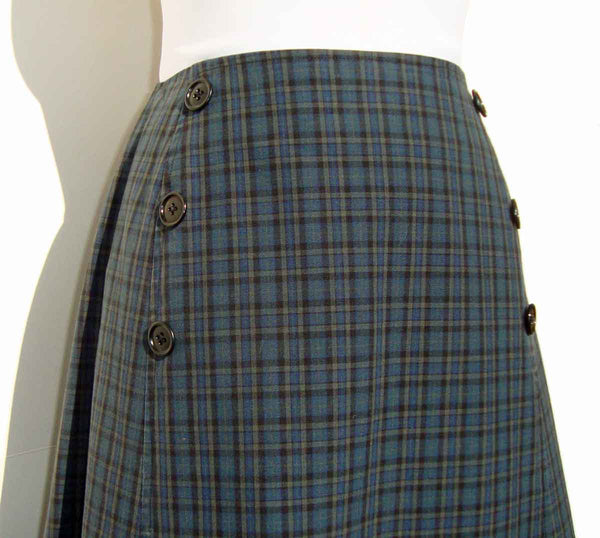 1960s Blue Tartan Plaid Skirt