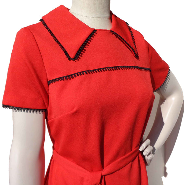1970s Red & Black Dress - Metro Retro Vintage
