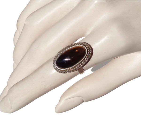 Vintage Sterling Silver Smoky Topaz Cocktail Ring Sz 7.75