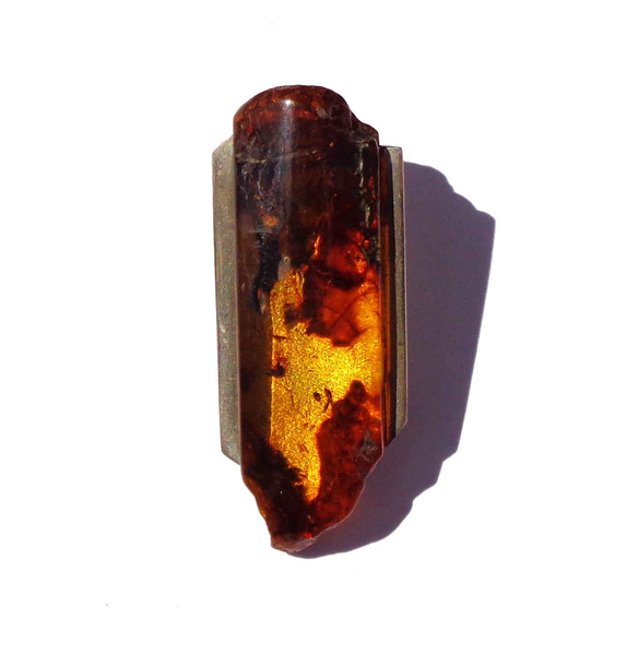 Modernist Baltic Amber & Sterling Silver Pendant