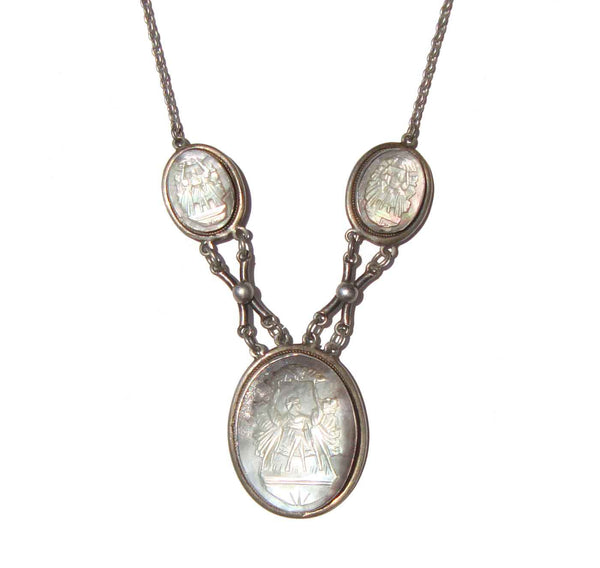 Vintage Sterling Silver & Shell Triple Cameo Necklace – The Three Graces