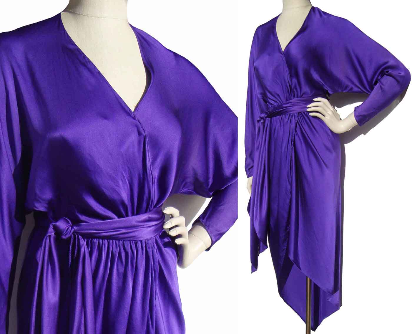 Vintage 70s Halston Dress Purple Silk Disco Wrap