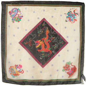 Vintage 80s Chinese Dragon Scarf Novelty Print
