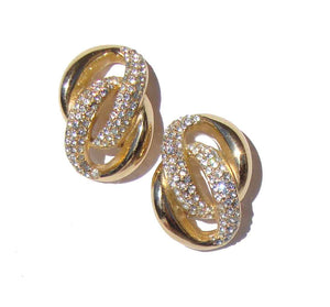 Vintage 90s Dior Earrings Rhinestone Infinity Knots