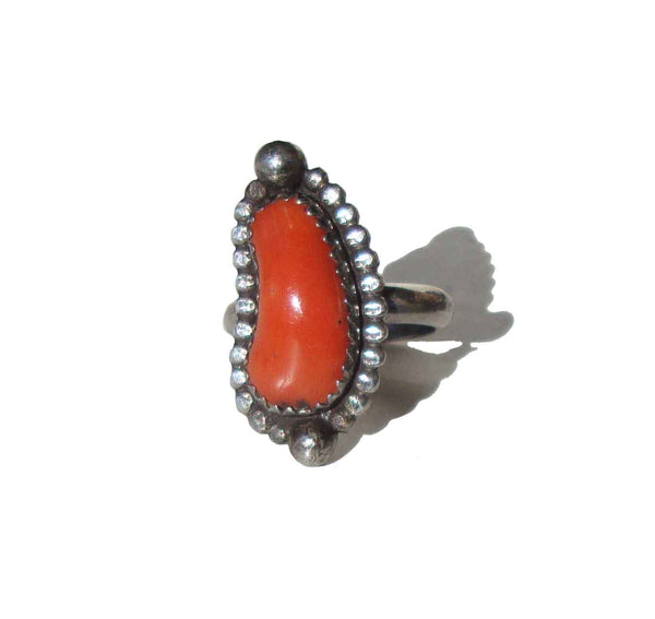 Sterling Silver & Coral Ring