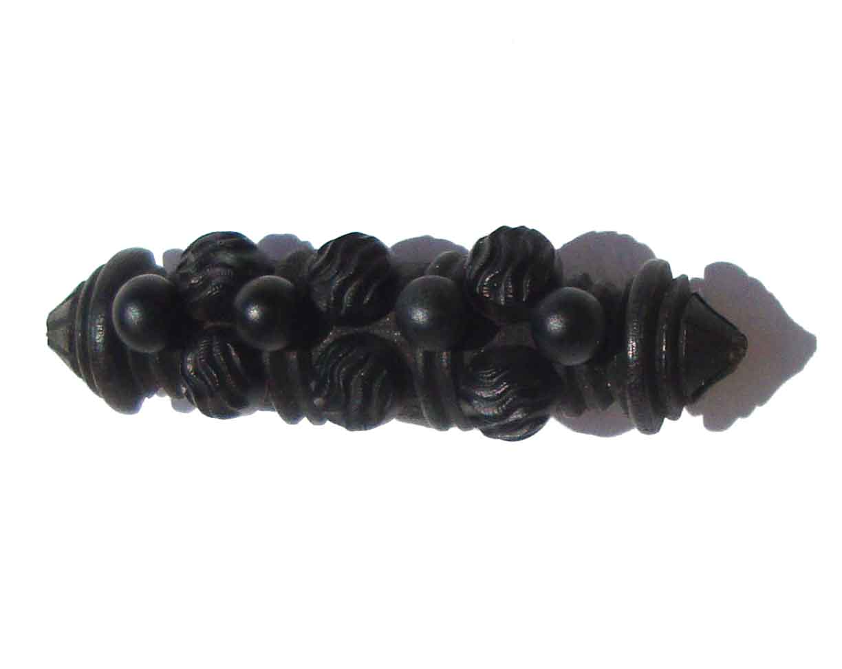 Victorian Bog Oak Mourning Brooch Memento Mori Bar Pin