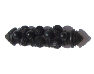 Victorian Bog Oak Mourning Brooch Memento Mori Bar Pin