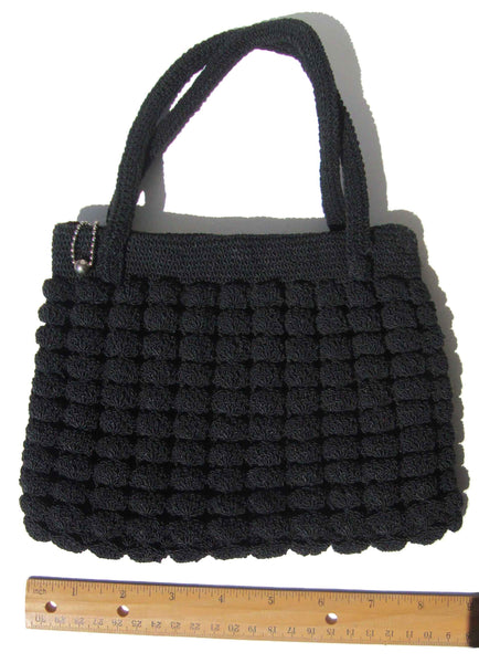 40s Black Corde Crochet Bag Handbag