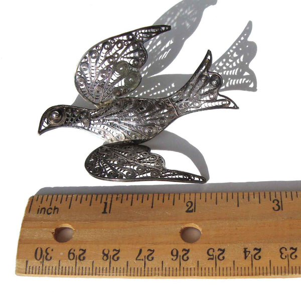 1940s Silver Mexican Dove Pin - Metro Retro Vintage