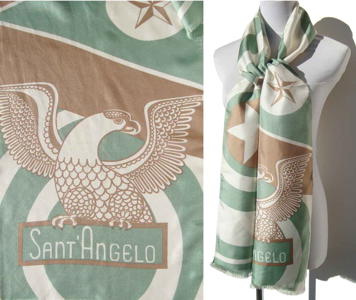 Vintage 60s Sant’Angelo Silk Scarf Eagle Print