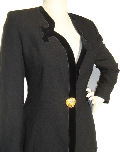 1990s Women's Black Wool Suit