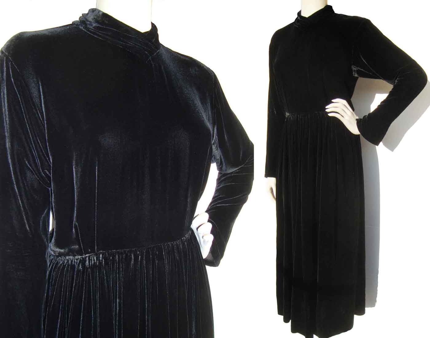 Vintage 90s Black Velvet Dress Cocktail Gown