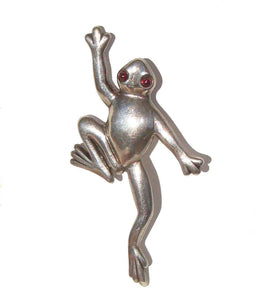 Vintage Sterling Silver Frog Brooch Pazit Giladi Pin