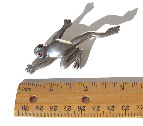 Sterling Silver Frog Pin - Metro Retro Vintage