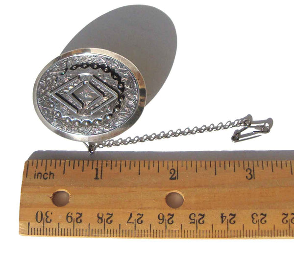 Victorian Silver Bird Locket Brooch Pin