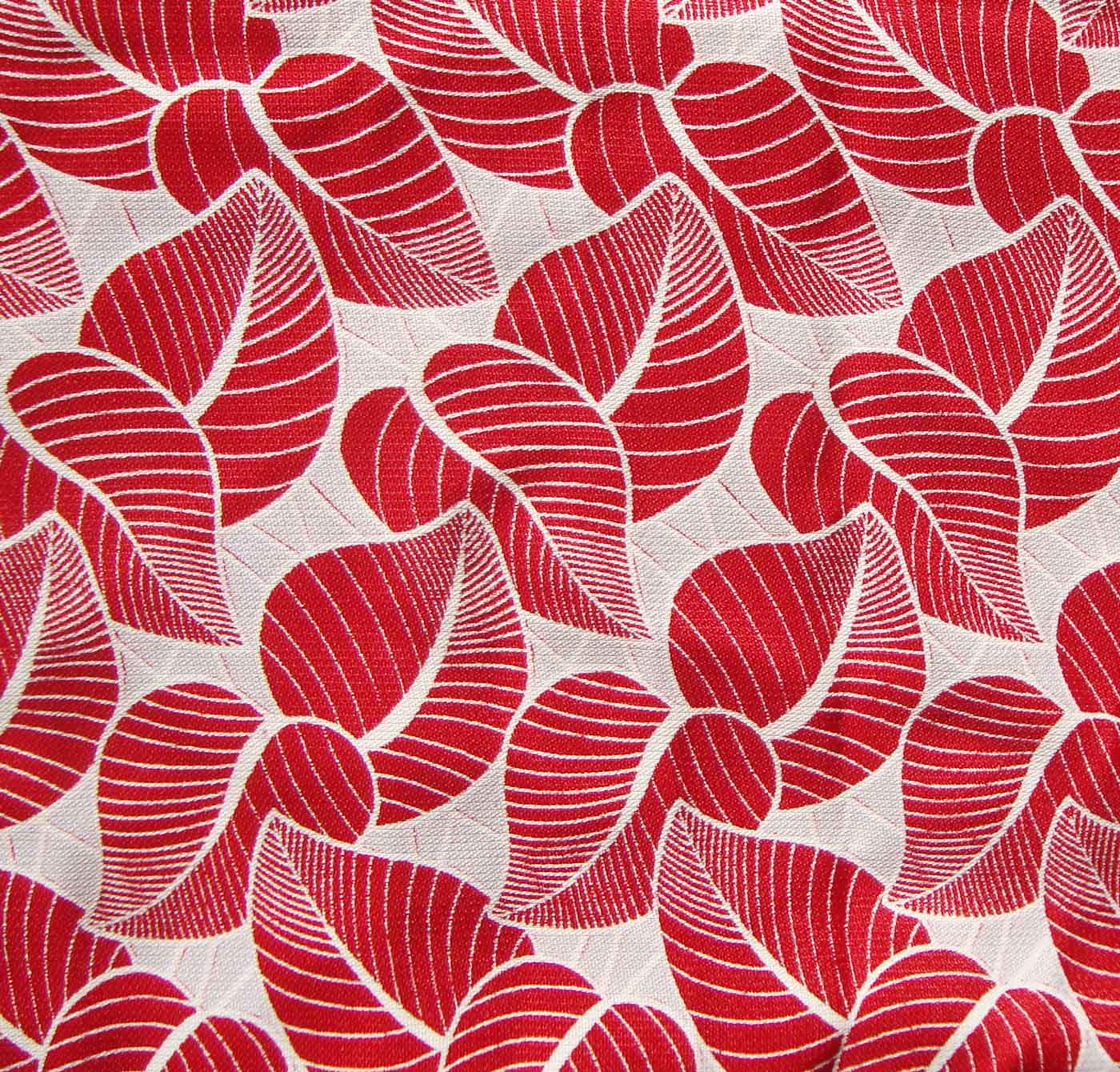 Vintage 40s Rayon Damask Fabric Red Leaf 3.5 Yds