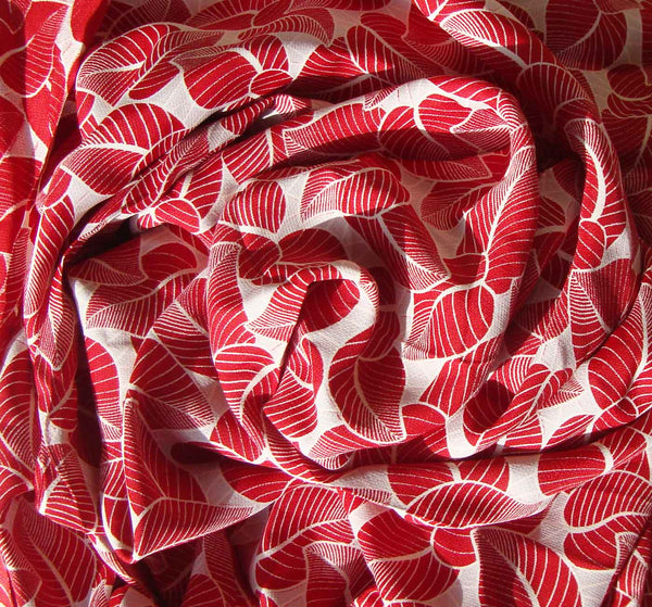 40s Red Leaf Fabric - Metro Retro Vintage