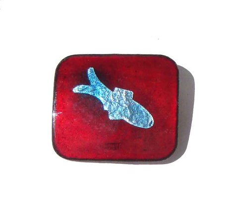 Vintage Enameled Fish Brooch Red & Blue Foil Pin – Western Germany