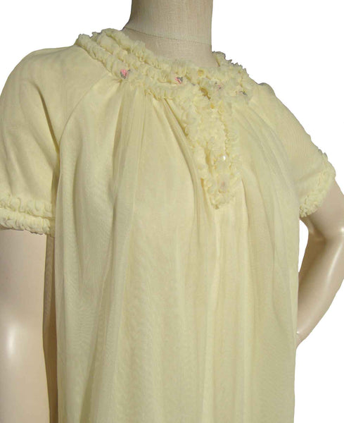 Vintage Yellow Chiffon Nightgown