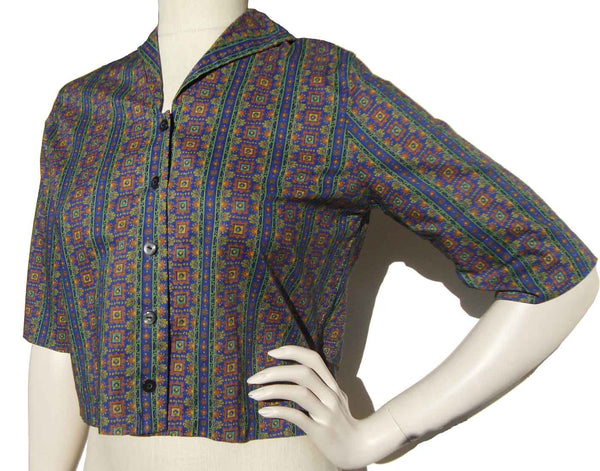 Vintage 50s Blouse Crop Shirt Moorish Cotton Print S – by Ruth-Anne 