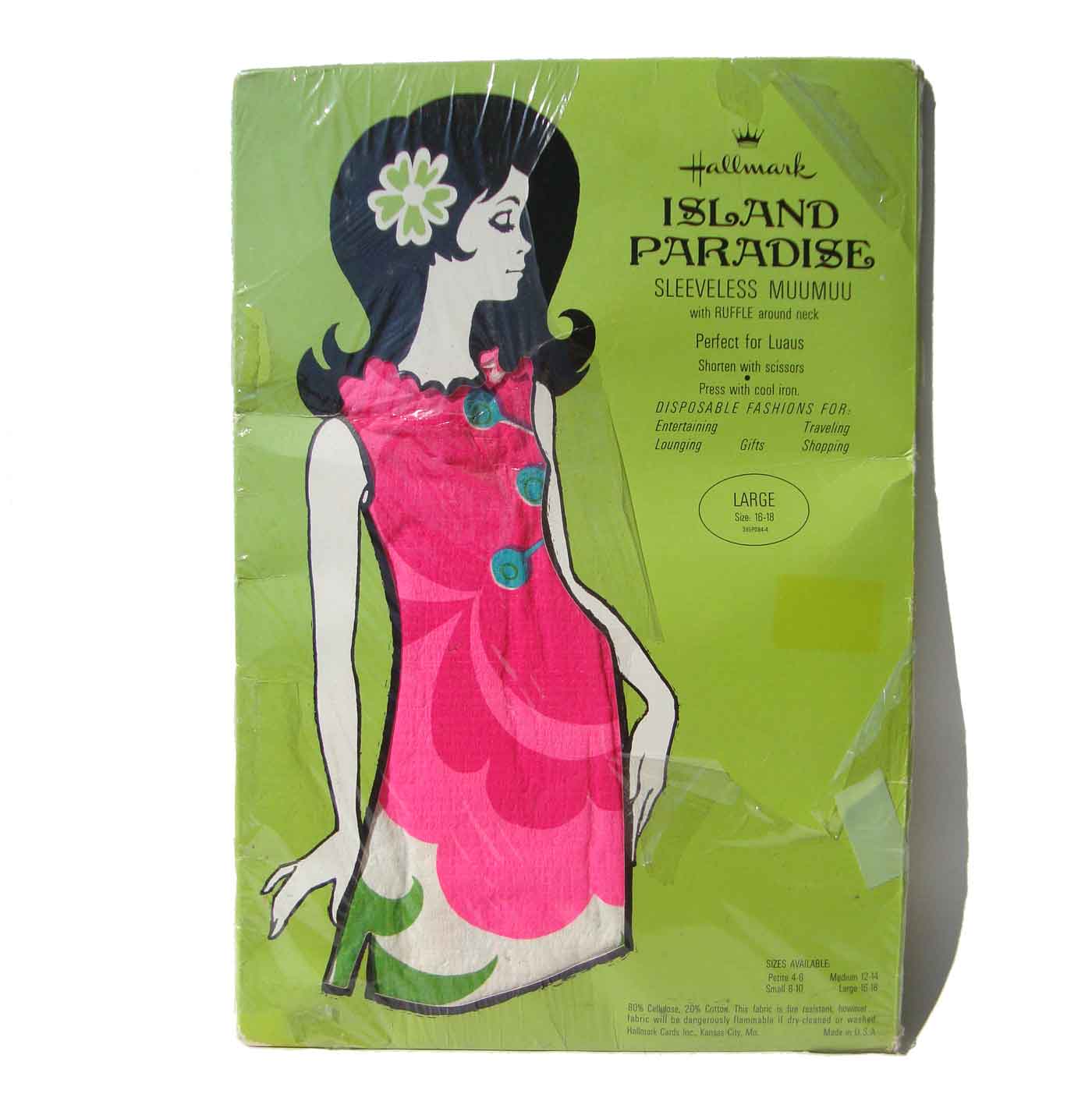 Vintage 60s Paper Dress Hallmark Floral Muumuu Deadstock M – New in Package Vintage 60s Paper Dress Hallmark Floral Muumuu Deadstock M – New in Package