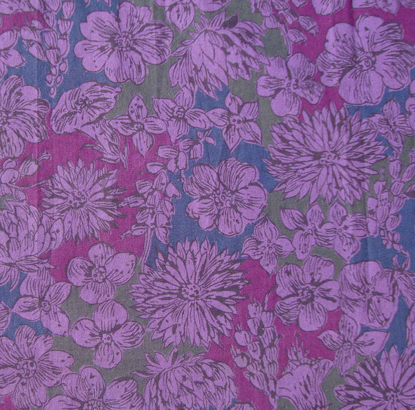 1960s Purple Floral Skirt - Metro Retro Vintage