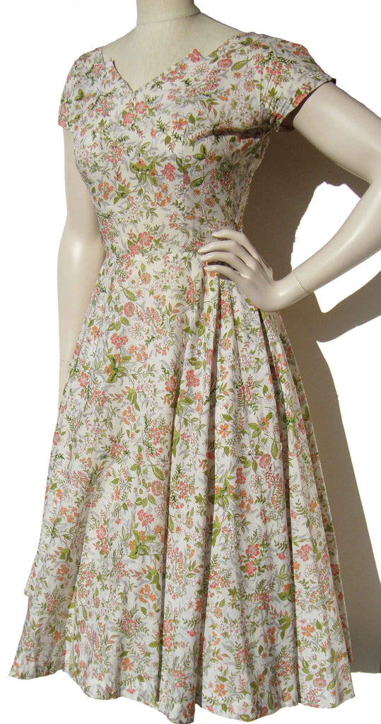 50s cotton floralprint dress アメリカ製 ワンピース ワンピース