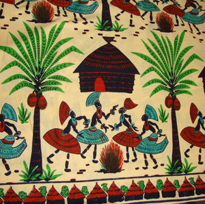 Vintage 60s Tribal Fabric African Modernist Novelty Print 2 Yds