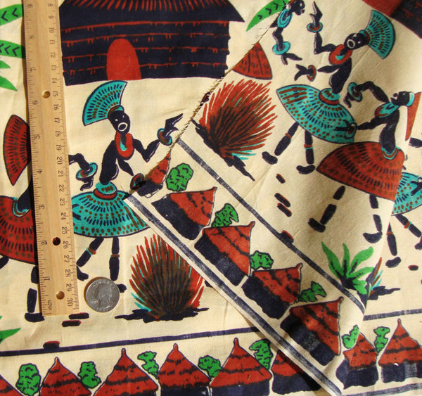 Vintage African Figural Fabric Material