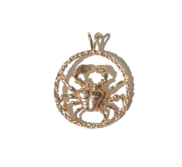 Vintage 14K Gold Crab Zodiac Cancer Pendant