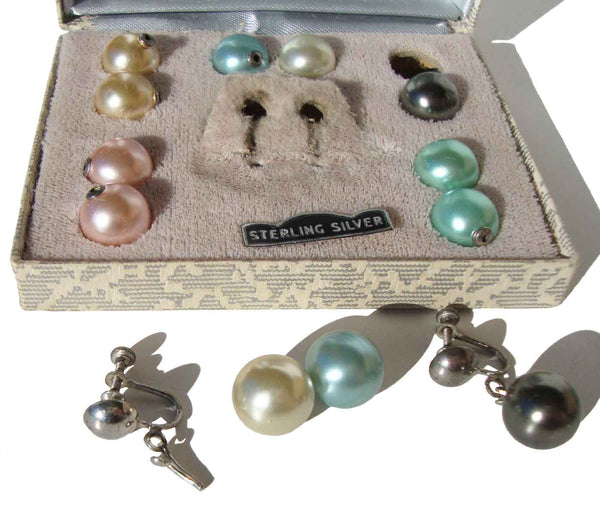 Mid-Century Pearl Cocktail Earrings