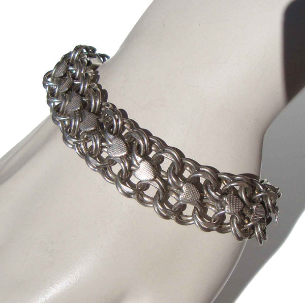 1950s Sterling Hearts Chain Link Bracelet