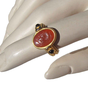 Vintage Intaglio Ring Roman Centurion Greek Warrior ESPO