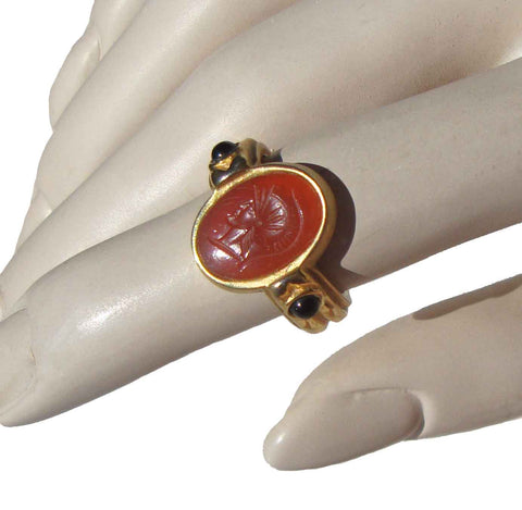 Vintage Intaglio Ring Roman Centurion Greek Warrior ESPO