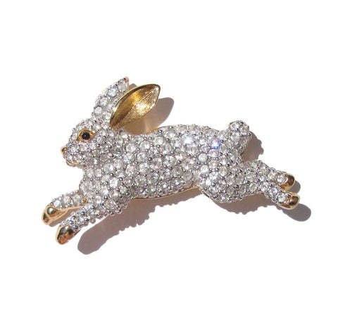 Vintage Swarovski Rabbit Brooch Crystal Bunny Pin - Retired