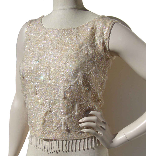 1960s Hong Kong Beaded Top - Metro Retro Vintage