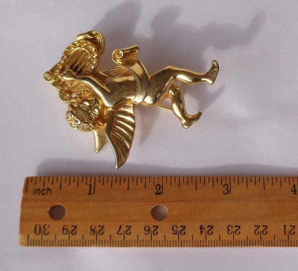 Vintage Givenchy Cherub & Lyre Brooch – Christmas Angel Pin