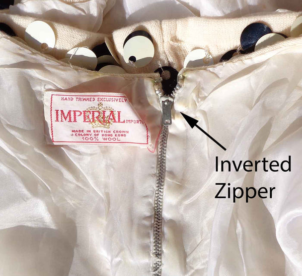 Vintage 60s B&W Chevron Paillette Sequin Wool Sleeveless Top M