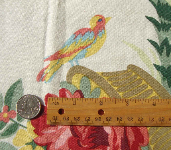 Vintage Birds Novelty Print Fabric