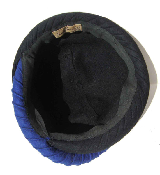 Vintage 40s Black & Blue Hat