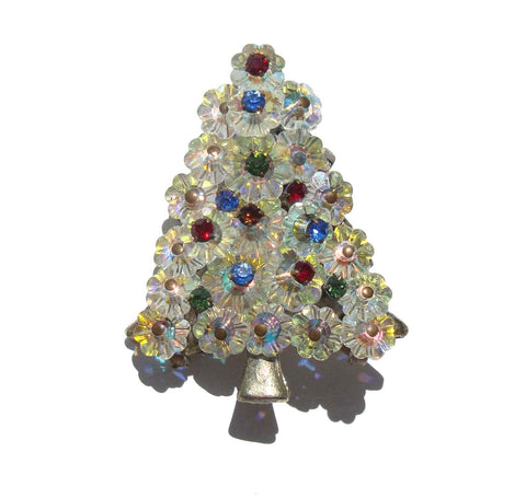 Vintage 60s Swarovski Margarita Christmas Tree Pin – 7 Tiers