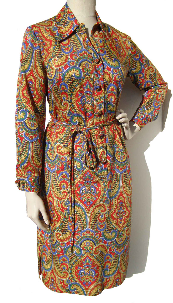 Vintage 60s Dress Serbin of Florida Multicolor Paisley Print M Vintage 60s Dress Serbin of Florida Multicolor Paisley Print M