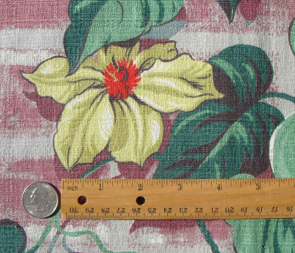 Vintage Clematis Flower Barkcloth