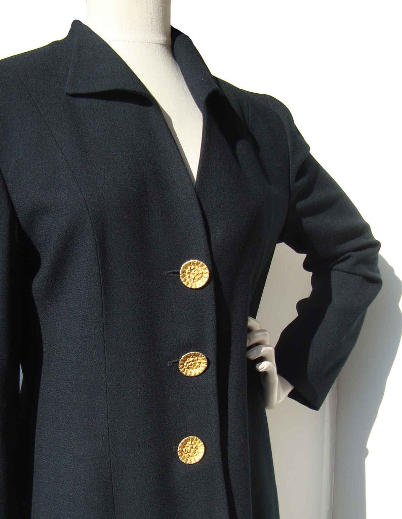 Vintage 80s Dior Blazer Black Wool Crepe Jacket M Metro Retro Vintage