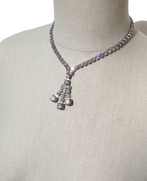 Rhinestone Fringe Necklace - Metro Retro Vintage